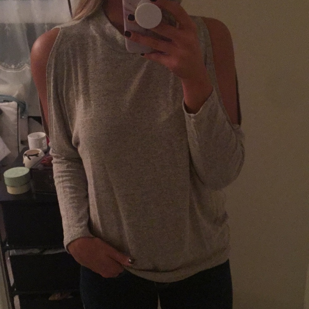 Beige Cold Shoulder Top